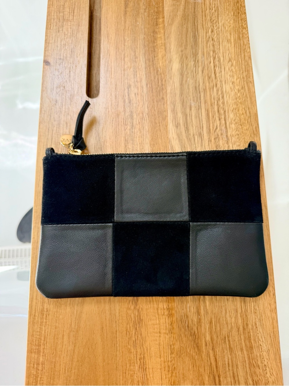 Clare V Wallet Clutch w/ Tabs - Black Suede & Nappa
